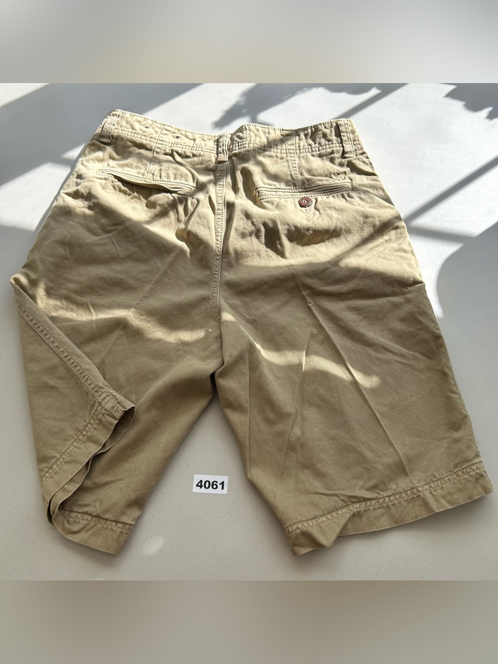 American Eagle Mens Shorts Size 30 Khaki 100% Cotton Longer Length Chinos - Picture 2 of 8